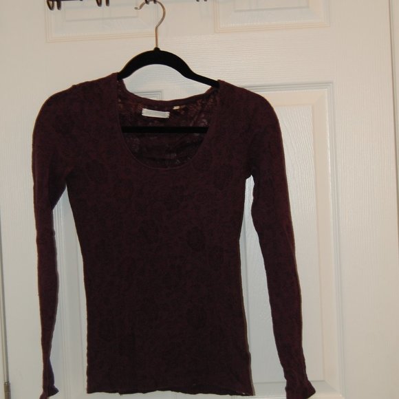 Martin & OSA Women's Brown Flower Print Long Sleeve Sheer Shirt Size M - Picture 5 of 7